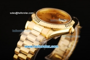 Rolex Day Date II Rolex 3156 Automatic Movement Full Gold with Golden Dial and Roman Numeral Markers