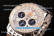 Breitling Navitimer Chrono Swiss Valjoux 7750 Automatic Full Steel with White Dial and Silver Stick Markers - 1:1 Original (Z)