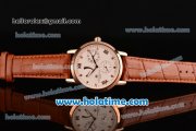 Vacheron Constantin Malte Asia 2813 Automatic Rose Gold Case with Brown Leather Strap White Dial and Roman Numeral Markers