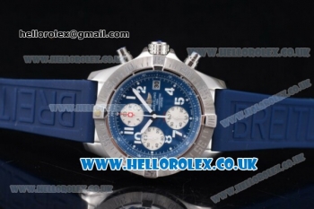 Breitling Avenger Seawolf Chrono Miyota OS10 Quartz Steel Case with Blue Dial Blue Rubber Strap and Arabic Number Markers