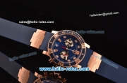 Ulysse Nardin Marine Chronograph Quartz Movement RG Case with Black Dial and Blue Bezel-Blue Rubber Strap