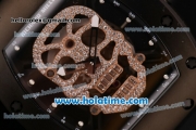 Richard Mille RM 52-01 Miyota 6T51 Automatic PVD Case with Diamonds Skull Dial and Black Rubber Bracelet