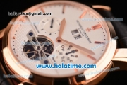 Vacheron Constantin Malte Asia 2813 Automatic Rose Gold Case with Black Leather Strap White Dial and Stick Markers