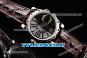 Antoine Preziuso Tourbillons Mega Tourbillon Swiss Manual Winding Steel Case with Silver/Skeleton Dial and Brown Leather Strap