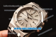 Audemars Piguet Royal Oak 41mm White Dial Automatic Clone Ap 3120 Movement Black Leather 15400ST.OO.1220ST.02 JH