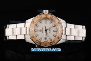 Tag Heuer Aquaracer 500 Calibre 5 Swiss ETA 2892 Automatic Movement Gold Bezel with White Dial and White Stick Markers
