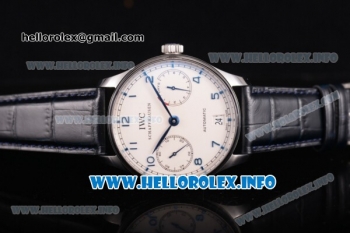 IWC Portuguese Power Reserve Clone IWC 52010 Automatic Steel Case with White Dial and Blue Arabic Numeral Markers - 1:1 Original (ZF)