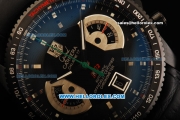 Tag Heuer Carrera Calibre 17 Swiss valjoux 7750 Automatic Movement PVD Case with Black Dial and Black Leather Strap