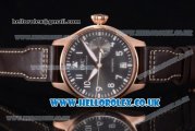 IWC Big Pilot 7 days Power Reserve Swiss Valjoux 7750 Automatic Rose Gold Case with Black Dial Brown Leather Strap and Arabic Numeral/Stick Markers (ZF)
