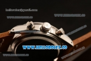 Rolex Explorer Chronograph Miyota OS20 Quartz Steel Case with White Dial and Brown Leather Strap