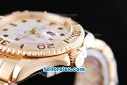 Rolex Yachtmaster Oyster Perpetual Automatic Movement Full Rose Gold Case/Strap with White Dial and Black Hour Marker
