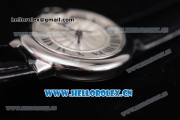 Cartier Ballon Bleu Medium Asia Automatic Steel Case with Silver Dial Black Leather Strap and Roman Numeral Markers (YF)