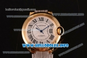 Cartier Ballon Bleu De Medium Asia 4813 Automatic Yellow Gold Case with Sliver Dial and Grey Leather strap