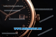 Patek Philippe Calatrava Miyota Quartz Rose Gold Case with Black Dial and Black Leather Strap Diamonds Markers