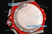 Hublot King Power Ferrari Chrono Miyota OS20 Quartz Steel Case with Red Rubber Strap Pink Dial