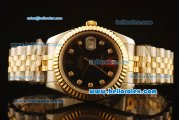 Rolex Datejust II Swiss ETA 2836 Automatic Full Steel with Yellow Gold Bezel and Black Dial-Diamond Markers