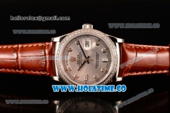 Rolex Day-Date Asia Automatic Steel Case with Diamonds Markers Silver Dial and Diamonds Bezel (BP)