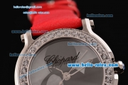 Chopard Happy Sport - Mickey Swiss Quartz Stainless Steel Case Diamond Bezel with Red Leather Strap and Mickey Dial