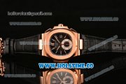 Patek Philippe Nautilus Chrono Swiss Valjoux 7750 Automatic Rose Gold Case with Stick Markers and Black Dial - 1:1 Original (BP)