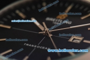 Breitling Transocean Automatic Steel Case with Blue Dial and Black Leather Strap