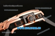 Hublot MP-06 Senna Chrono Miyota OS20 Quartz Rose Gold Case with Skeleton Dial Stick Markers and Black Leahter Strap