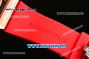 Richard Mille RM007 Miyota 6T51 Automatic Rose Gold Case with Diamonds Dial and Red Rubber Strap