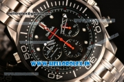 Omega Seamaster Diver 300M Chrono Miyota OS20 Quartz Full Steel with Black Dial and White Markers