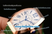 Franck Muller Art Deco Miyota Quartz Rose Gold Case with Green Leather Bracelet White Dial and Black Markers