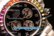 Rolex Daytona Rainbow Diamond Bezel Clone Rolex 4130 Automatic (Correct Hand Stack) 116509