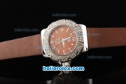 Tag Heuer Formula 1 Quartz Movement Silver Case with Diamond Bezel-Brown Dial and Brown Leather Strap-Lady Size