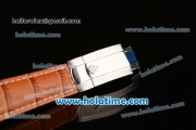 Rolex Datejust Swiss ETA 2836 Automatic Steel Case with White Dial and Brown Leather Strap