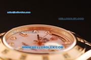 Rolex Day-Date Swiss ETA 2836 Automatic Rose Gold Case with Diamond Bezel and Pink MOP Dial Diamond Markers -Rose Gold Strap