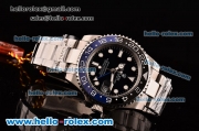 Rolex GMT Master II Asia 2813 Automatic Movement Full Steel with Black Dial Blue/Black Bezel and White Markers