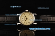 Patek Philippe Calatrava Automatic with Beige Dial and Black Leather Strap