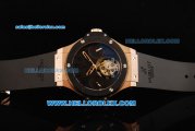 Hublot Big Bang Swiss Tourbillon Manual Winding Movement Rose Gold Case with Black Dial and Black Rubber Strap-Ceramic Bezel and 10micron Gold