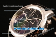 Omega De Ville Co-axial Chronograph Clone Omega 9300 Automatic Steel Case with Black Dial and Black Leather Strap (EF)