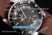 Rolex Submariner Vintage Asia 2813 Automatic Steel Case with Black Dial Stick/Arabic Number Markers and Brown Nylon Strap