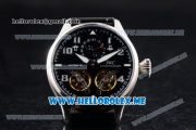 IWC Big Pilot Double Tourbillon Asia ST28 Automatic Steel Case with Black Dial and Black Leather Strap Stick/Arabic Numeral Markers