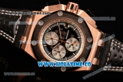 Audemars Piguet Rubens Barrichello Chrono Miyota Quartz Rose Gold Case with PVD Bezel Black Leather Stick and Black Skeleton Dial (EF)