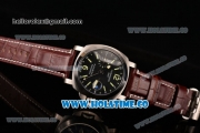 Panerai Firenze GMT PAM228 Automatic Movement Black Dial with Green Markers and Brown Leather Strap