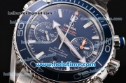 Omega Seamaster Planet Ocean 600 M Co-Axial Chrono Clone 9300 Automatic Steel Case with White Stick Markers and Blue Dial - 1:1 Original (AT)