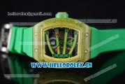 Richard Mille RM 59-01 Miyota 9015 Automatic Carbon Nanotubes Case with Skeleton Dial and Green Rubber Strap