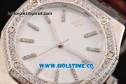 Audemars Piguet Royal Oak 41MM Asia Automatic Steel Case with White Dial Diamonds Bezel and Stick Markers