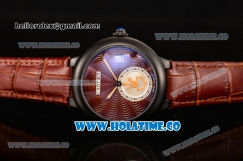 Cartier Rotonde De Miyota Quartz PVD Case with Brown Dial and Brown Leather Strap