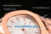 Patek Philippe Nautilus Automatic Full Rose Gold with White Dial and Stick Markers