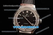 Hublot Classic Fusion Japanese Miyota 9015 Automatic Movement Steel Black Dial and Stick Markers Leather Strap (JF)