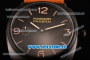 Panerai PAM 504 Radiomir Composite 3 Days Clone P.3000 Manual Winding Cermaic Case with Black Dial Stick/Arabic Numeral Markers and Brown Leather Strap (GF)