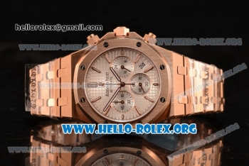 Audemars Piguet Royal Oak Chronograph Miyota OS20 Quartz Rose Gold Case with White Dial and Rose Gold Bracelet