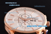 IWC Portuguese Chrono Japanese Miyota OS10 Quartz Rose Gold Case Stick Markers with Black Rubber Strap and White Dial