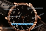 BlancPain Villeret Miyota 9015 Automatic Rose Gold Case with Black Dial Arabic and Black Leather Strap (EF)